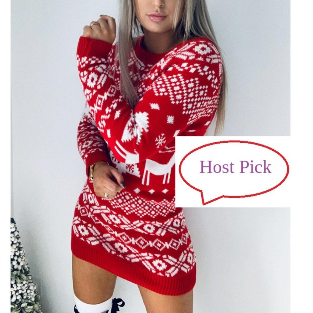 Red Christmas Sweater Dress Micro Mini Sexy Dress for the holidays